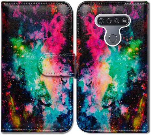 Vista 19 de Bcov Funda para LG K51/LG Reflect (LM-K500), diseño de libélula colorida funda de piel con tapa y ranura para tarjeta soporte para LG K51/LG Q51