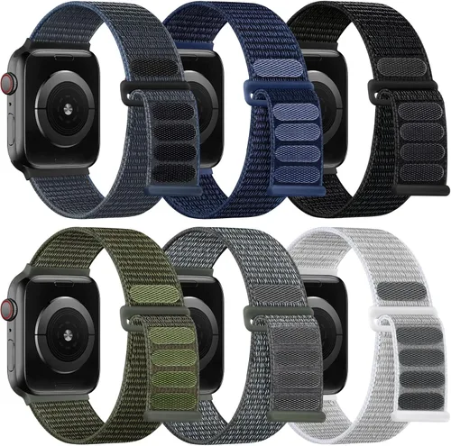 Vista 10 de WJK Correas elásticas de nailon compatibles con correas de Apple Watch de 1.496 in 1.575 in 1.614 in 1.654 in 1.732 in 1.772 in 1.811 in 1.929 in