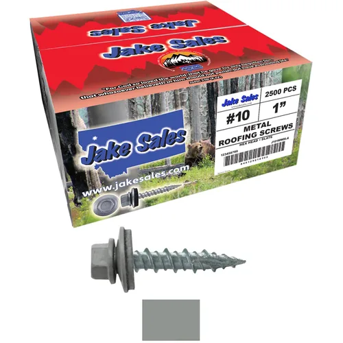 Vista 156 de Tornillos para techos de metal gris ABC 10 x 1 - Cabezal hexagonal - Arandela EPDM - Arandela de arranque automático/roscado - 1 bolsa - 250