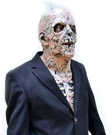 Vista 2 de Máscara de látex de esqueleto zombi y calavera de Halloween con diseño de Walking Dead