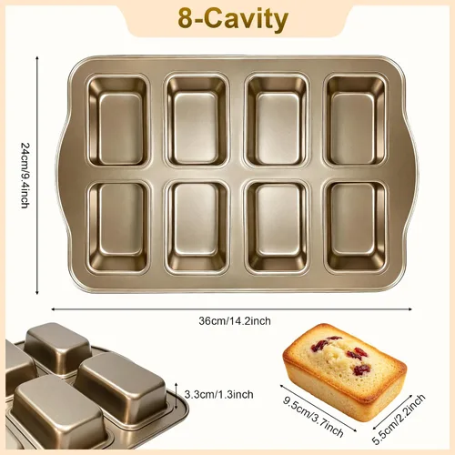 Vista 2 de Mini moldes para hornear – Sartenes antiadherentes para hornear pasteles caseros, molde de acero al carbono para pan de plátano, pastel de carne