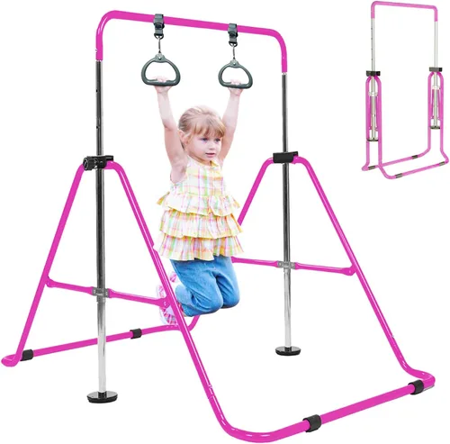 Vista 8 de Gymanstics - Barras para el hogar con anillos para niños y niñas, juego de regalo de entrenamiento de gimnasia, barra de entrenamiento plegable