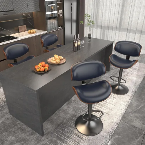 Vista 25 de YaFiti Taburetes de bar modernos giratorios, taburetes de bar altura de mostrador con respaldo para bar, cocina, comedor, color marrón