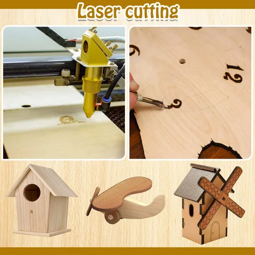 Vista 3 de Juexica 1 Pcs 6 mm Birch Plywood 12 x 12 in Craft Wood Unfinished Plywood Sheets for DIY Projects Wood Engraving Burning Drawing Painting Laser