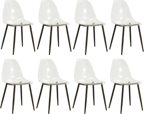 Vista 20 de Baysitone Juego de 4 sillas de comedor transparentes, sillas modernas de cocina con asiento transparente, sillas laterales de acento acrílico