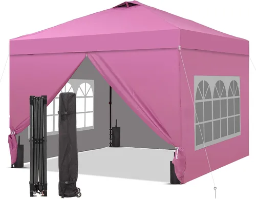 Vista 37 de GDY Tienda de campaña desplegable para exteriores de 8 x 8 pies con una configuración de empuje, kiosco de fácil instalación con 4 paredes laterales