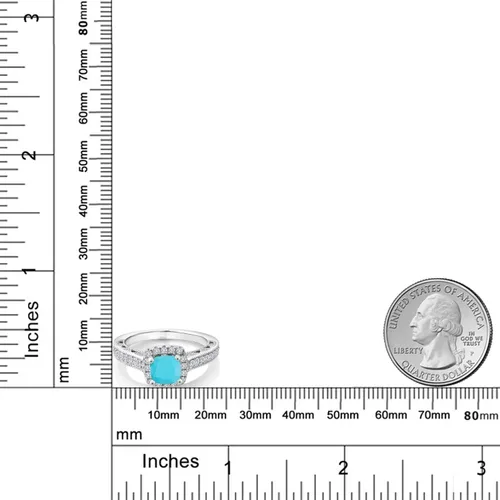 Vista 48 de Gem Stone King Anillo de compromiso de plata de ley 925 de 0.236 in con piedra natal y zafiro blanco creado con acento Anillo de compromiso