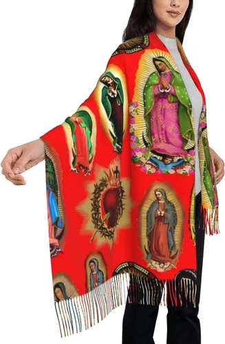 Vista 6 de TNIJWMG Bufanda Virgen María para mujer, chal suave para otoño e invierno, regalos católicos