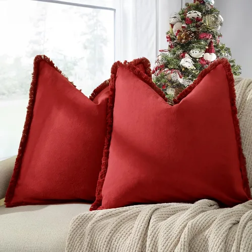 Vista 16 de ZWJD Juego de 2 fundas de almohada de 16 x 16 pulgadas, color beige, con flecos, de algodón, decorativas, cuadradas, para sofá, cama, sala de estar