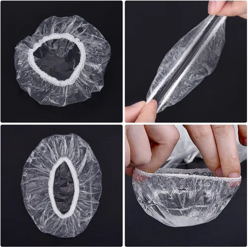 Vista 5 de Outus - 100 unidades de protectores de oído desechables transparentes de plástico, impermeables para ducha, tinte de pelo, baño