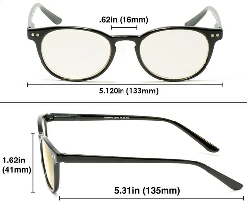 Vista 4 de Lentes de lectura retro para computadora para mujeres y hombres, antirreflejos, fatiga ocular, luz azul, bloqueo UV (marco negro, fuerza +0.00)