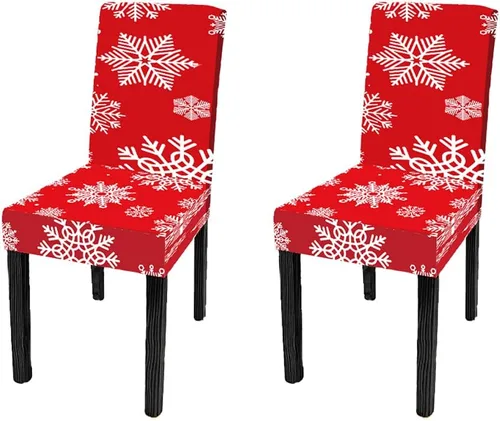 Vista 12 de XMNTG Juego de 6 fundas para sillas de Navidad, con estampado de ciervos, decoración de Navidad, fundas extraíbles para sillas antideslizantes Negro