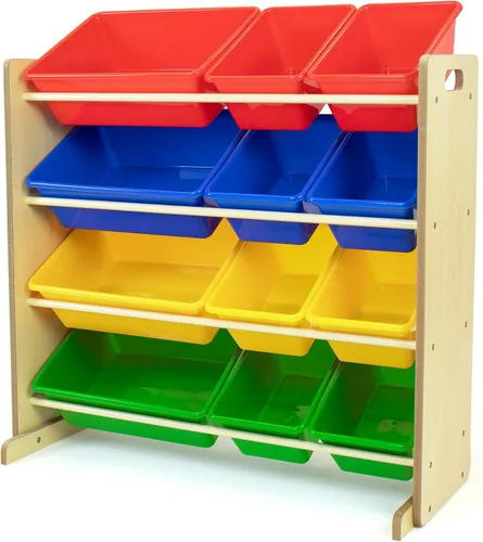 Vista 13 de Humble Crew Organizador de almacenamiento de juguetes para niños con 12 cubos de plástico, camuflado, contenedores extraíbles para sala
