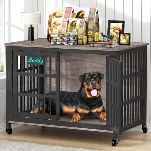 Vista 11 de EasyCom Jaula para Perros de Alta Resistencia para Interior con Etiqueta de Nombre, Mueble de Jaula para Perros de 27 Pulgadas para Perros Pequeños