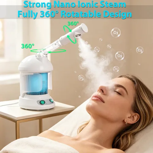 Vista 3 de SUPER DEAL Vaporizador de pelo PRO 3 en 1 multifunción con ozono, vaporizador facial con capucha y accesorio para terapia capilar y facial para uso