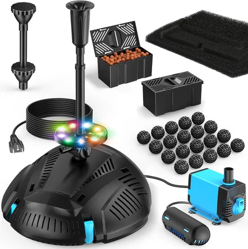 Vista 11 de POPOSOAP Filtro de estanque con kit de fuente de bomba, clarificador UV integrado, filtros de estanque de 660 GPH/40 W para limpieza de estanques al