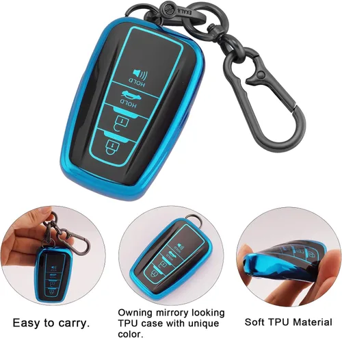 Vista 3 de EKALA Funda para Llavero de TPU Suave de Protección Completa con Llavero, Azul, Azul