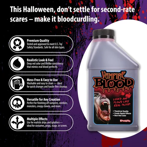 Vista 5 de Pinta de sangre para Halloween, sangre de vampiro; 16 onzas