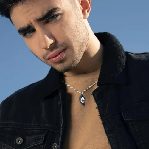 Vista 6 de Collares para pareja para novio y novia, collar de plata de ley con dos almas con la frase "You Hold the Key to My Heart", collar para él y ella