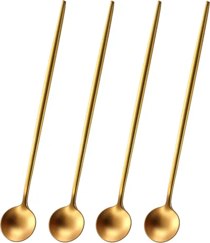 Vista 9 de 5.1 Pulgadas Cuchara de Té Satinada Negra SS18/10, Juego de 4 Mini Cucharas de Café de Acero Inoxidable, Cuchara de Té Pequeña, Cucharas Demitasse