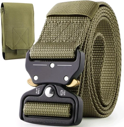 Vista 8 de Cinturón táctico, cinturón militar de nailon para hombres, con hebilla de liberación rápida resistente, cinturón de policía utilizado
