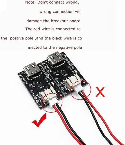 Vista 5 de Treedix 2 unids tipo C USB LiPo cargador de batería Junta sin batería con enchufe JST con indicador LED Tasa de carga ajustable automático apagado