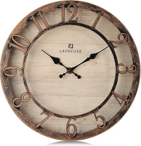 Vista 11 de Lafocuse Reloj de pared negro silencioso de 12 pulgadas, funciona con pilas, reloj de pared de granja para cocina, sala de estar, decoración rústica