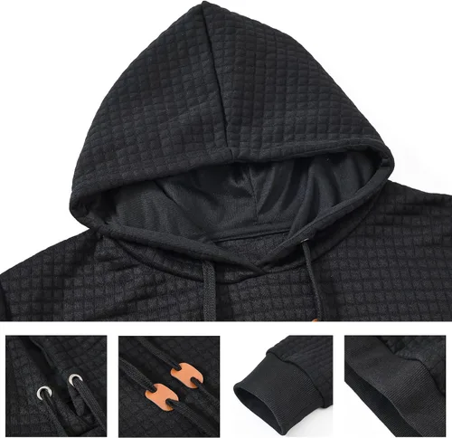 Vista 5 de Sudadera con capucha para hombre, sudadera de manga larga, sudaderas con capucha y patrón cuadrado