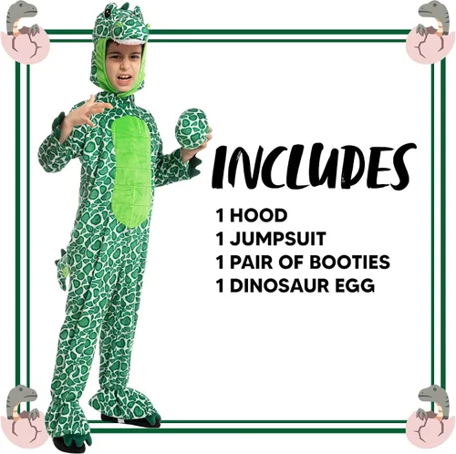 Vista 5 de Spooktacular Creations Child Realistic T-Rex Green-spotted dinosaur Costume for Unisex Toddler Kids Halloween Dress Up Party