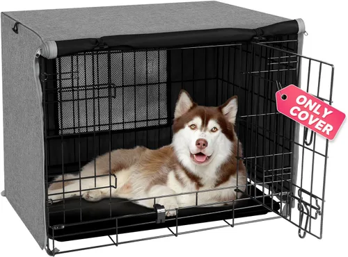 Vista 15 de Seiyierr Funda para jaula de perro – Funda para perrera para jaula de perro de 24 pulgadas, cubierta de poliéster de doble puerta para jaula