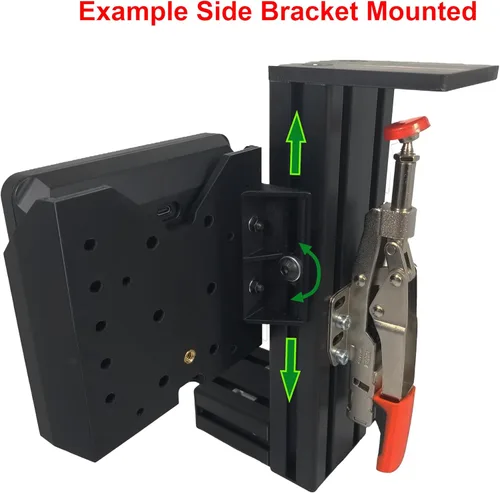 Vista 4 de Universal Mounting Bracket & Add-On Side Bracket for The Elgato Stream Deck +. Designed for Sim Racers, Flight Simulators, Streamers & Workstations.