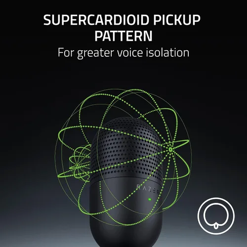 Vista 3 de Razer Seiren V3 Mini Micrófono USB: Micrófono de condensador - Patrón de captación supercardioide - Sensor de silencio con toque y indicador LED