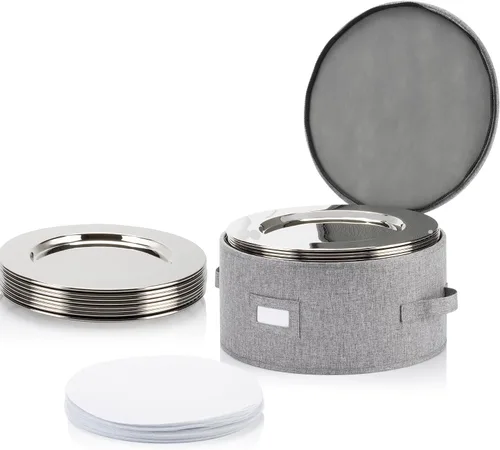 Vista 12 de Juego de 4 cajas de almacenamiento de porcelana para vajilla – Carcasa rígida y apilable – Tamaños: 12 – 10 – 8.5 pulgadas y 7 pulgadas de ancho