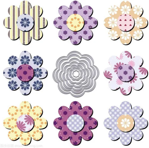 Vista 6 de 3 formas diferentes de troqueles de corte para plantillas de metal (corazón de amor, flor y estrella), 25 herramientas de estampado para hacer