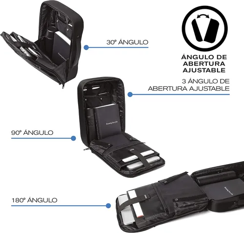 Vista 6 de XDDesign Bobby Bizz - Mochila antirrobo para laptop de 10 litros con funda acolchada para laptop de 15.6 pulgadas, bloqueo de contraseña Negro