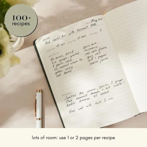 Vista 3 de Kunitsa Co. Cuaderno de Recetas - Regalo de Recuerdo, Libro en Blanco de Recetas de Tapa Dura para Escribir Tus Propias Recetas con Sugerencias