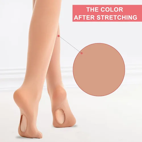 Vista 6 de Feisract Mallas de ballet para niñas y mujeres, mallas de transición ultra suaves
