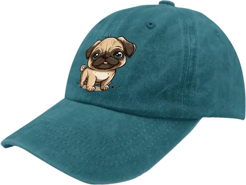 Vista 2 de Sombrero de papá con diseño de carlino y perro, para mujer, estilo vintage, ajustable