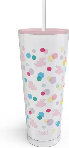 Vista 16 de Zak Designs Disney Minnie Mouse - Vaso de viaje de acero inoxidable con aislamiento al vacío con tapa a prueba de salpicaduras, incluye popote