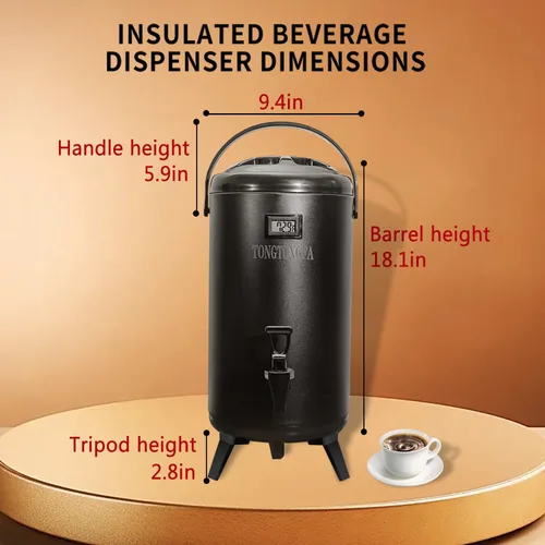Vista 7 de Dispensador de bebidas aislado, dispensador de bebidas calientes de acero inoxidable 304 grueso de grado alimenticio, urna de agua caliente y fría