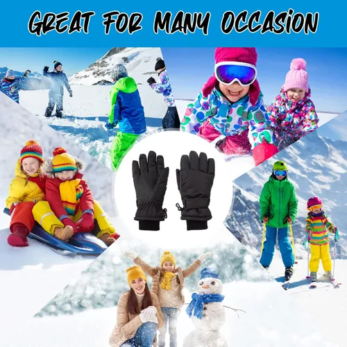 Vista 5 de Guantes de esquí de invierno para niños y niñas, guantes de nieve impermeables para clima frío, guantes de esquí y snowboard con forro polar