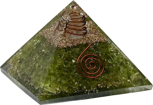 Vista 12 de Pirámide de orgón con cristal de angelita y punta de cuarzo de bobina curativa, piedras curativas naturales, generador de energía de orgonita
