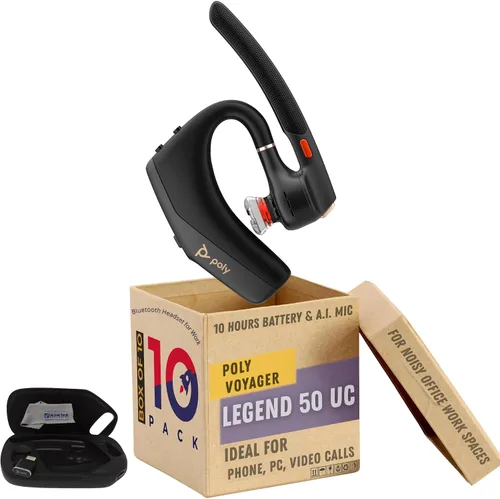 Vista 14 de Poly Voyager Legend 50-M - Auriculares Bluetooth, funda de carga, cancelación de ruido alimentada por IA, tecnología WindSmart de 4 micrófonos