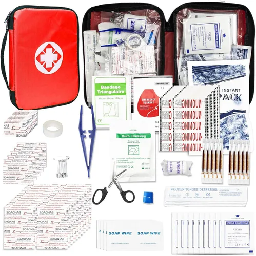Vista 9 de Kit de primeros auxilios para casa y negocios - Kit de emergencia para camping y automóvil - 300 piezas de suministros de repuesto esenciales