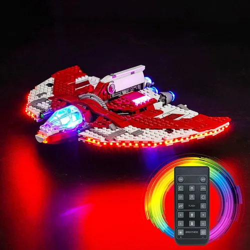 Vista 6 de BrickBling Luz LED compatible con Lego Ahsoka Tano T-6 Jedi Shuttle Playset (sin modelo), luces creativas compatibles con Lego 75362, gran sorpresa