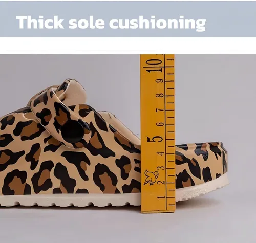 Vista 5 de Zuecos de jardín para mujer, zapatos cómodos de EVA sin cordones, bonitos zuecos impermeables impresos para enfermeras, hogar, exteriores, cocina