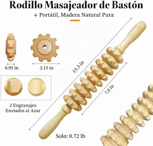 Vista 2 de Herramientas de masaje de terapia de madera, rodillo de masaje manual para esculpir el cuerpo, kit de maderoterapia, masajeador de celulitis