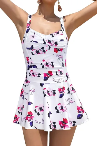 Vista 29 de SHEKINI Traje de baño de una pieza con falda fruncida cruzada para mujer Vestido de baño Traje de baño Albaricoque - Bw