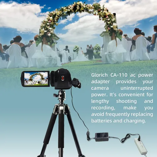 Vista 2 de Glorich Adaptador de corriente alterna de repuesto CA-110 para Canon VIXIA HF M50, M500, R60, R50, R500, R40, R400, R300, R20, R200, VIXIA Mini