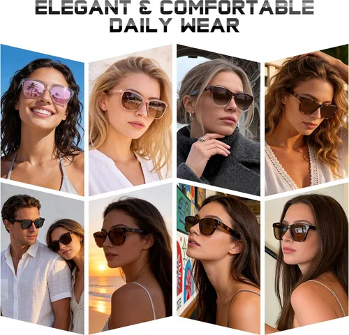 Vista 3 de DANAMY Gafas de sol polarizadas para mujer y hombre, protección UV A1- rosa
